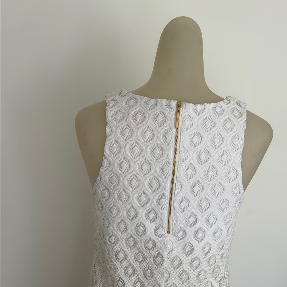Lily Pulitzer White Lace Lined Dress Gold Detailing Women's Size Small - Picture 6 of 10